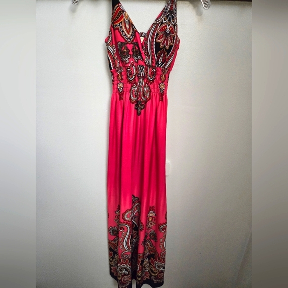 Women's Bobbie & Brooks Ladies Pink Paisley Boho Sundress Maxi Dress - Picture 1 of 3